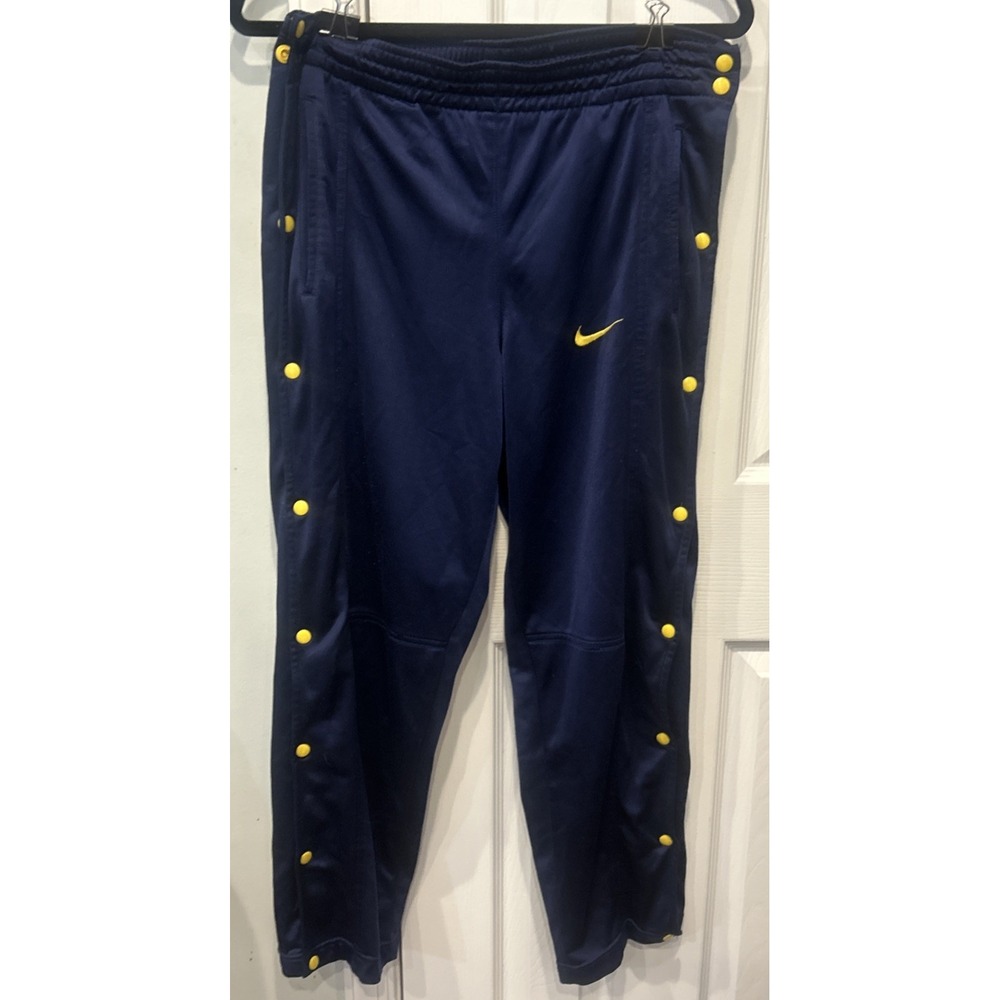 Nike Tear Away Pants Navy Gold WarmUp Full Snap Buttons Basketball Vintage 90s